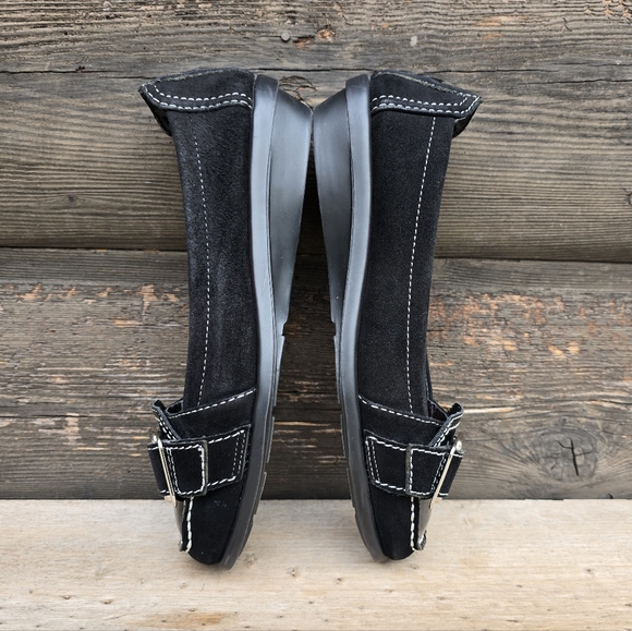 AEROSOLES NEW!! Black Suede, Sqaure Toe, Comfort, Wedge Loafer WMS 6M - Picture 12 of 16